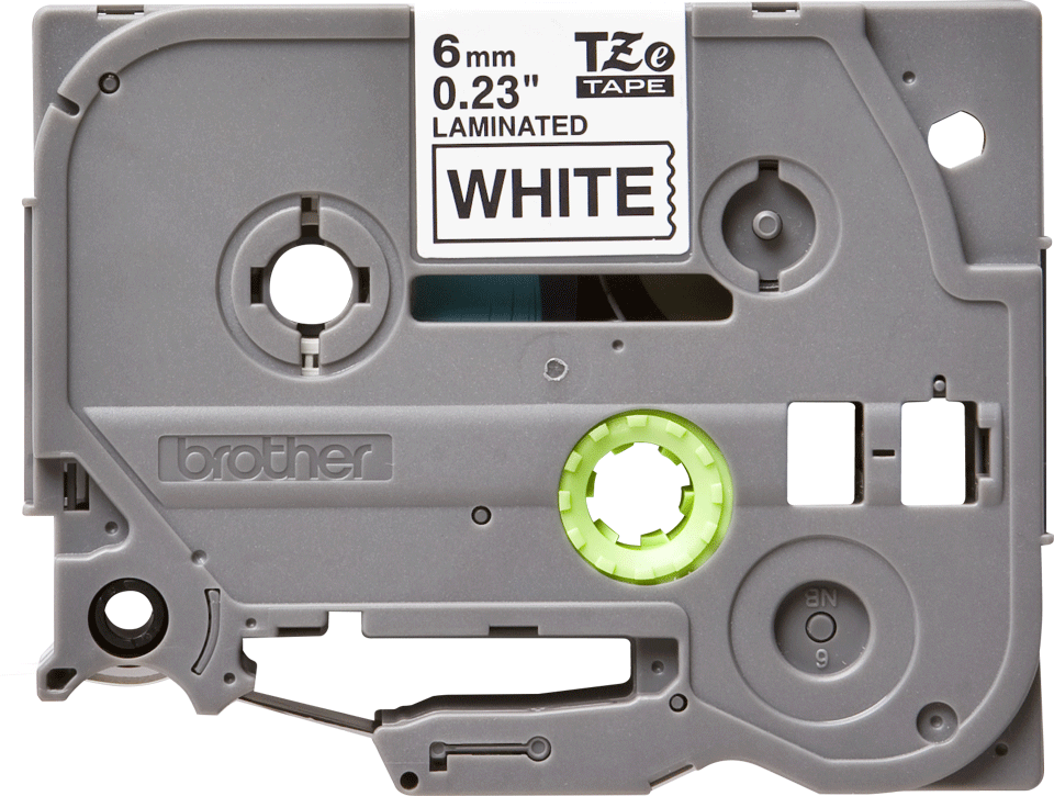 Oriģinālā Brother TZe211 melnas drukas balta uzlīmju lentes kasete, 6mm plata 2